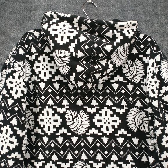 Hustle Gang Industrial Men's Pullover Hoodie Large Multi Fair Isle Elbow Patch - Picture 9 of 15